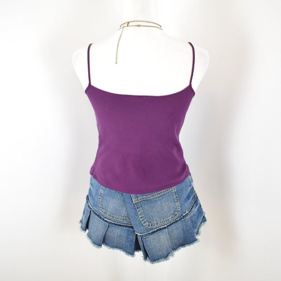 00s Y2K Max Studio Purple 100% Silk w Floral Lace Trim Cami Slip Top Sz Medium - Picture 3 of 7